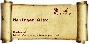 Maninger Alex névjegykártya